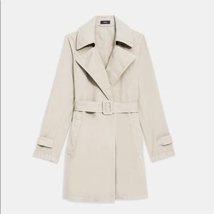 Theory Oaklane Short Trench Coat in Garment Dyed Chino